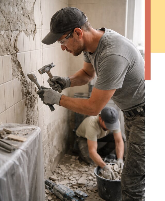 Демонтаж плитки со стен в Кыштыме от 883 руб. — быстро и недорого | ОТДЕЛОЧНИК-Кшт