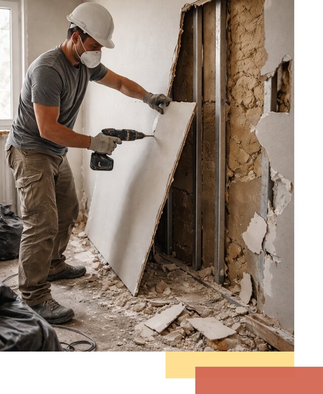 Демонтаж гипсокартона со стен в Кыштыме качественно и быстро