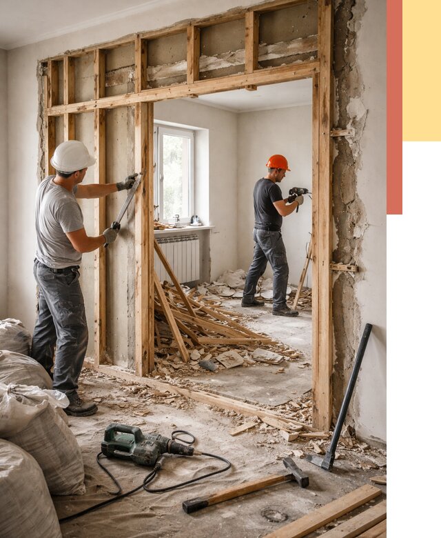 Демонтаж деревянных перегородок в Кыштыме от 3324 руб. — быстро и недорого | ОТДЕЛОЧНИК-Кшт