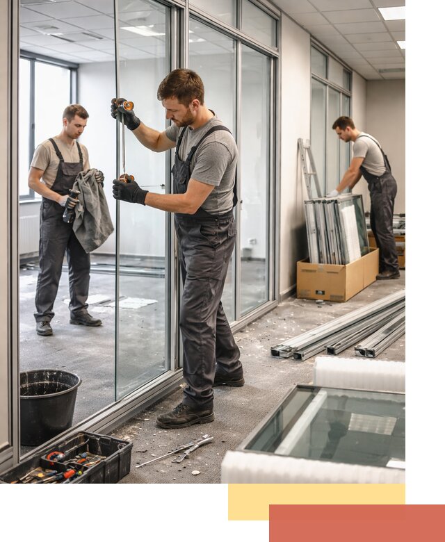 Демонтаж стеклянных перегородок в Кыштыме быстро и безопасно