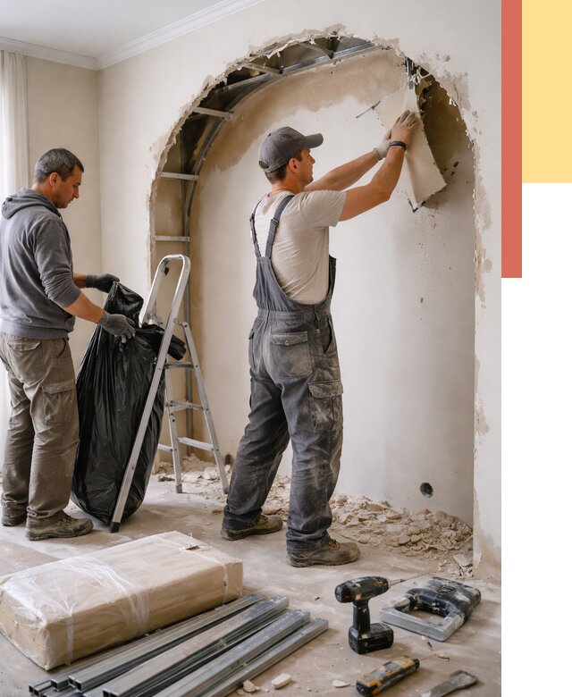 Демонтаж арки из гипсокартона в Кыштыме от 3635 руб. — услуги под ключ | ОТДЕЛОЧНИК-Кшт