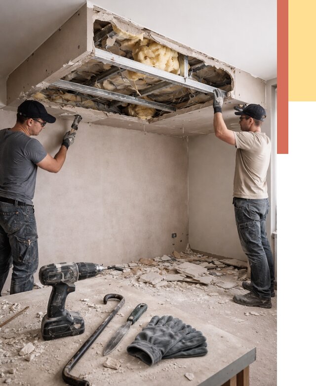 Демонтаж короба из гипсокартона в Кыштыме от 1579 руб. — быстро и недорого | ОТДЕЛОЧНИК-Кшт