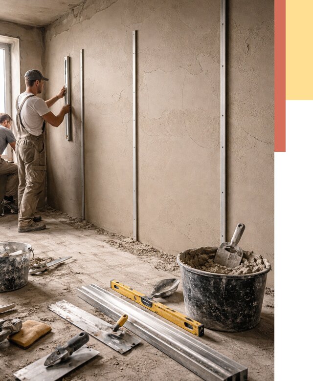 Штукатурка стен по маякам в Кыштыме от 5712 руб./м² — выравнивание под ключ | ОТДЕЛОЧНИК-Кшт