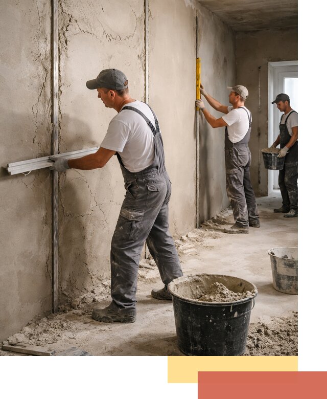 Штукатурка стен по маякам в Кыштыме — точная и ровная поверхность