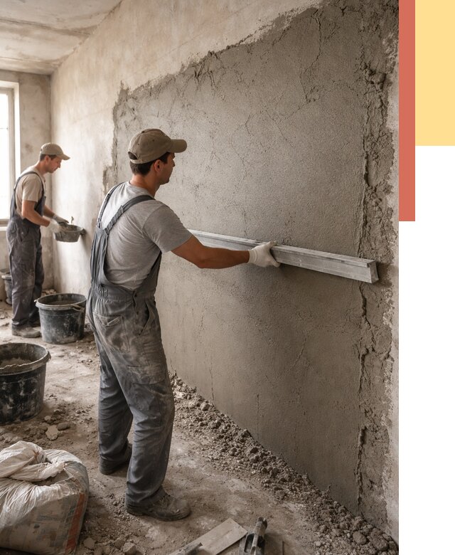 Цементная штукатурка стен в Кыштыме от 4674 руб/м2 — быстро и недорого | ОТДЕЛОЧНИК-Кшт