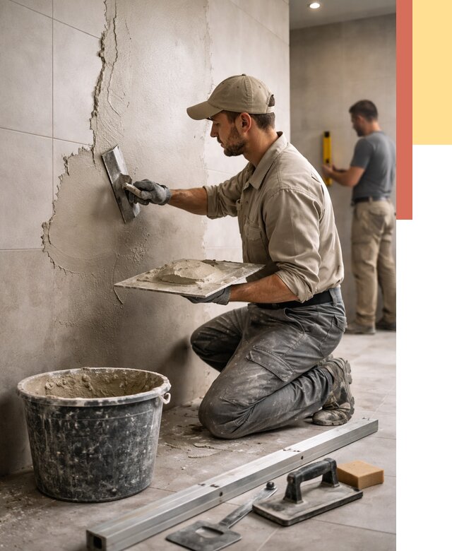 Штукатурка стен в ванной в Кыштыме от 4674 руб./м² — выравнивание под ключ | ОТДЕЛОЧНИК-Кшт