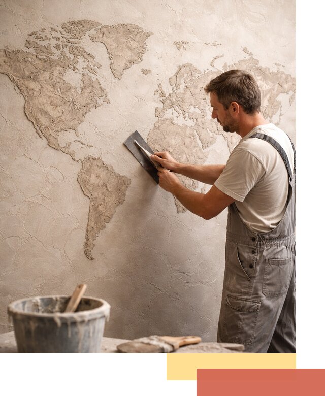 Декоративная штукатурка «Карта мира» под ключ в Кыштыме