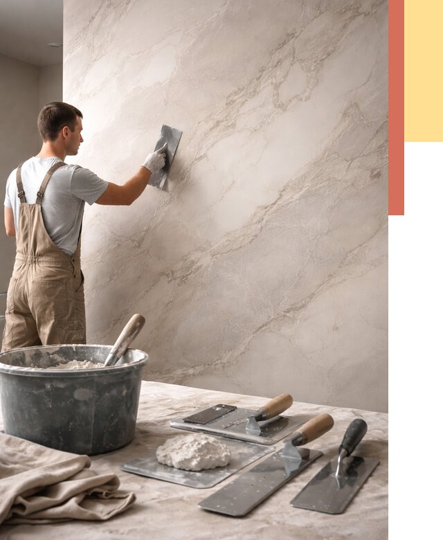 Декоративная штукатурка под мрамор в Кыштыме от 2908 руб./м² — быстро и недорого | ОТДЕЛОЧНИК-Кшт