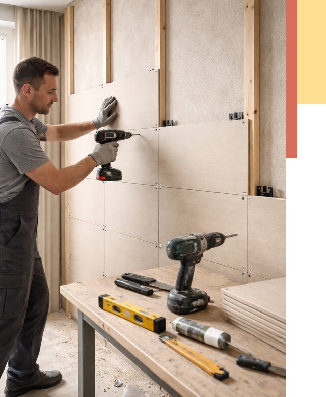 Монтаж МДФ панелей на стены в Кыштыме от 1298 руб. под ключ | ОТДЕЛОЧНИК-Кшт