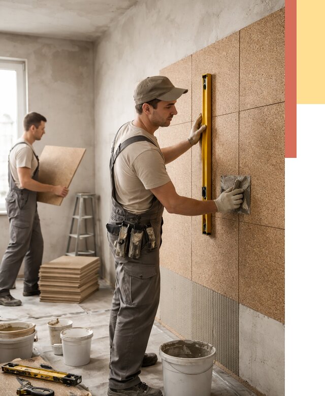 Монтаж пробковых панелей на стены в Кыштыме от 3635 руб. — ОТДЕЛОЧНИК-Кшт