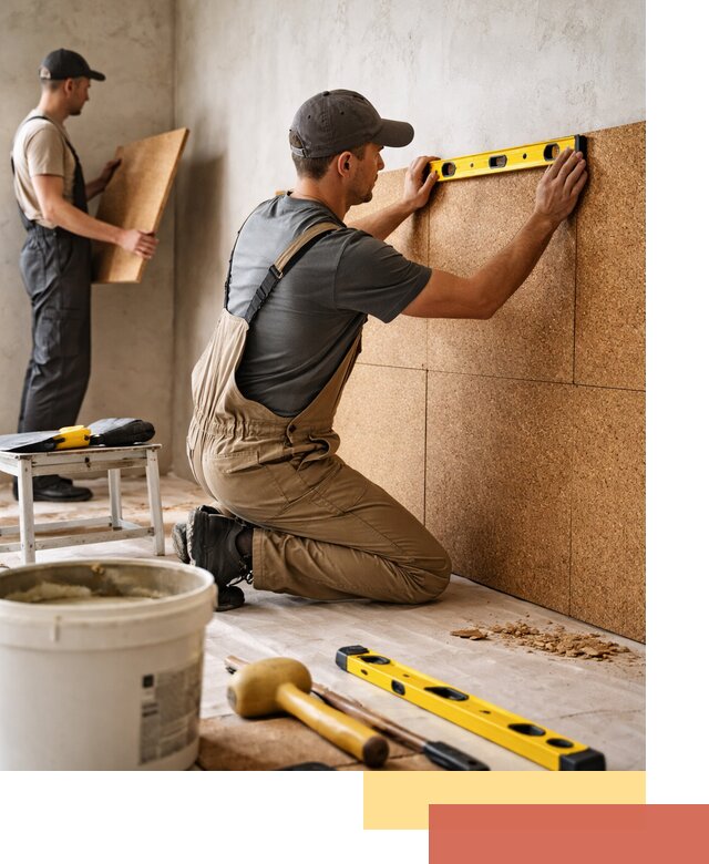 Монтаж пробковых панелей на стены в Кыштыме быстро и качественно