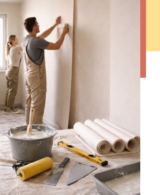 Поклейка бумажных обоев в Кыштыме от 5712 руб./м2 — быстро и недорого | ОТДЕЛОЧНИК-Кшт