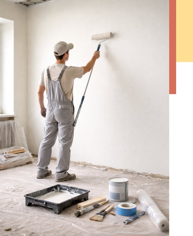 Покраска стен водоэмульсионной краской в Кыштыме от 467 руб. за м² | ОТДЕЛОЧНИК-Кшт