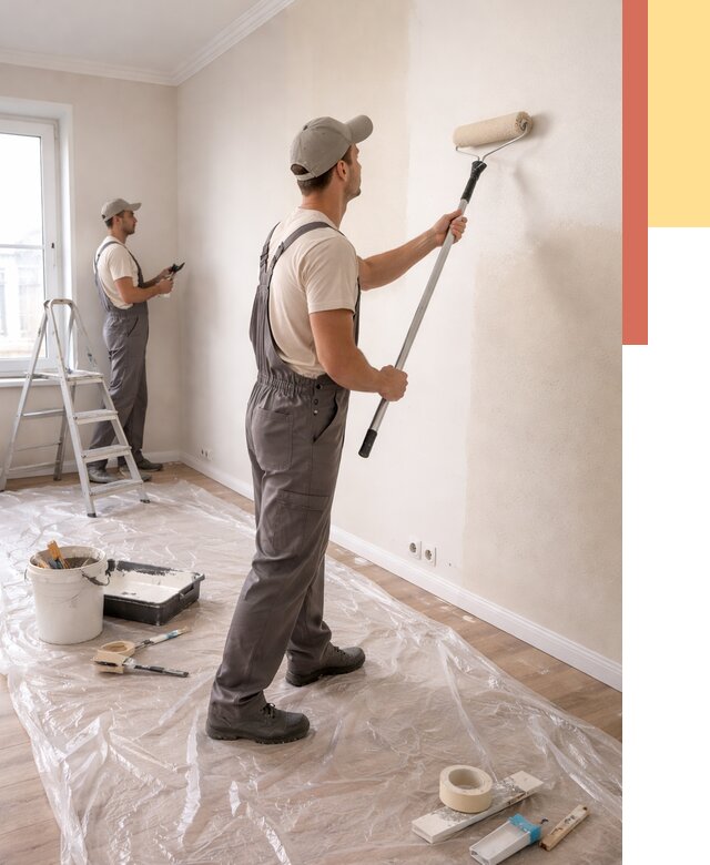 Покраска стен акриловой краской в Кыштыме от 3635 руб./м² — быстро и недорого | ОТДЕЛОЧНИК-Кшт