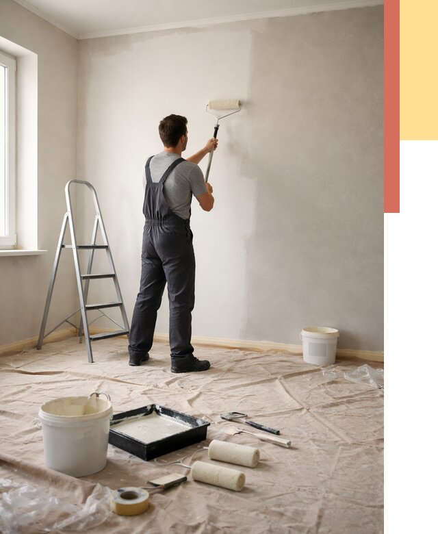 Покраска стен моющейся краской в Кыштыме от 364 руб./м² — быстро и недорого | ОТДЕЛОЧНИК-Кшт