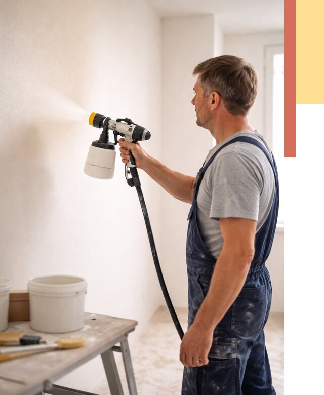 Покраска стен краскопультом в Кыштыме от 7790 руб. — механизированная покраска | ОТДЕЛОЧНИК-Кшт