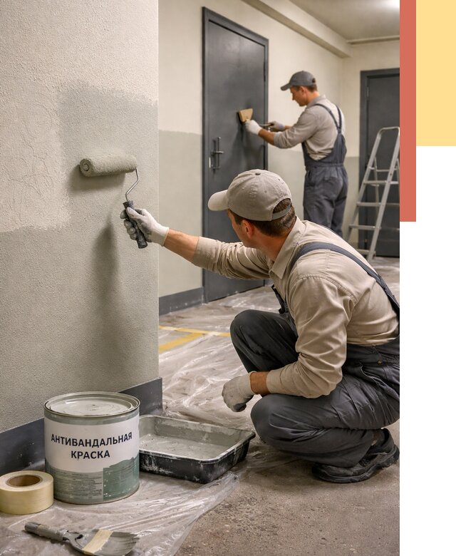 Покраска стен антивандальной краской в Кыштыме от 4674 руб./м² под ключ | ОТДЕЛОЧНИК-Кшт