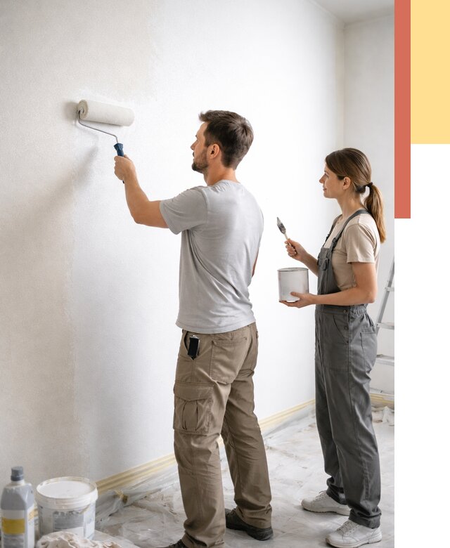 Окраска стен по стеклохолсту в Кыштыме от 4674 руб/м² под ключ | ОТДЕЛОЧНИК-Кшт