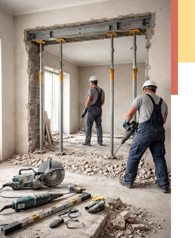 Прорезка проема в стене в Кыштыме от 4674 руб. — быстро и недорого | ОТДЕЛОЧНИК-Кшт