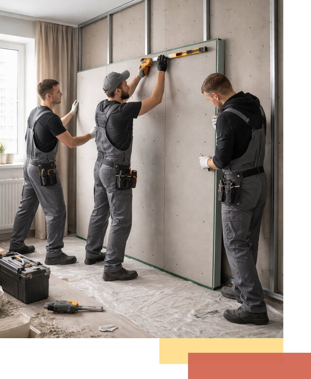 Шумоизоляция стен панелями ЗИПС в Кыштыме для жилых и коммерческих помещений