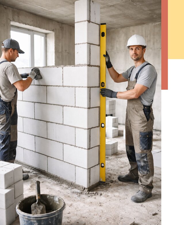 Кладка перегородок из пеноблока в Кыштыме от 1869 руб. под ключ | ОТДЕЛОЧНИК-Кшт