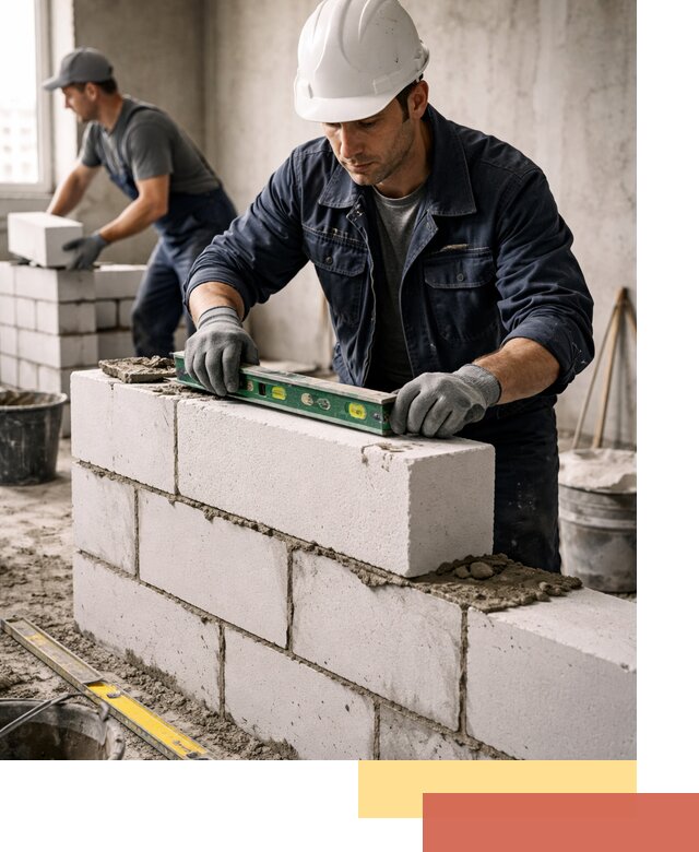 Кладка перегородок из пеноблока под ключ в Кыштыме