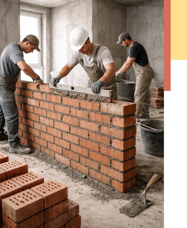 Кладка перегородок из кирпича в Кыштыме от 3635 руб. за м² | ОТДЕЛОЧНИК-Кшт