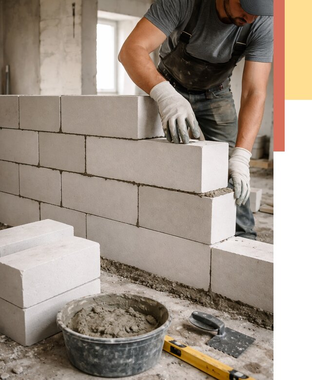 Кладка перегородок из силикатного блока в Кыштыме от 4154 руб. под ключ | ОТДЕЛОЧНИК-Кшт