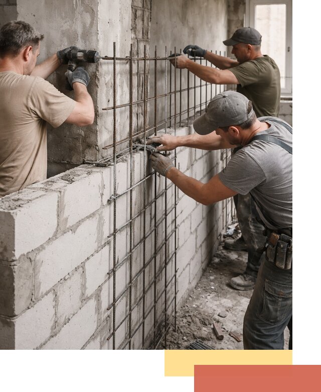 Армирование кладки перегородок в Кыштыме профессионально и надёжно