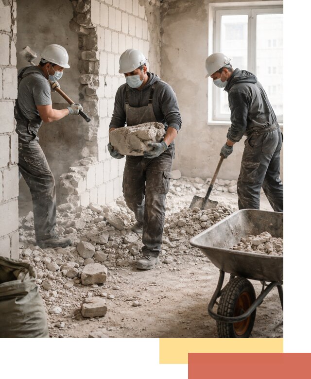 Демонтаж блочных перегородок в Кыштыме быстро и аккуратно