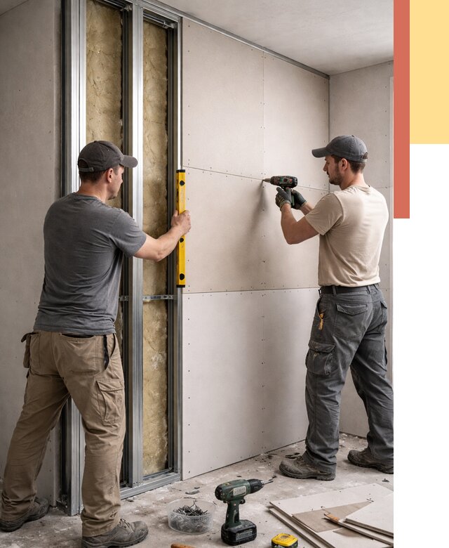 Монтаж двухслойной перегородки из гипсокартона в Кыштыме от 1506 руб. | ОТДЕЛОЧНИК-Кшт