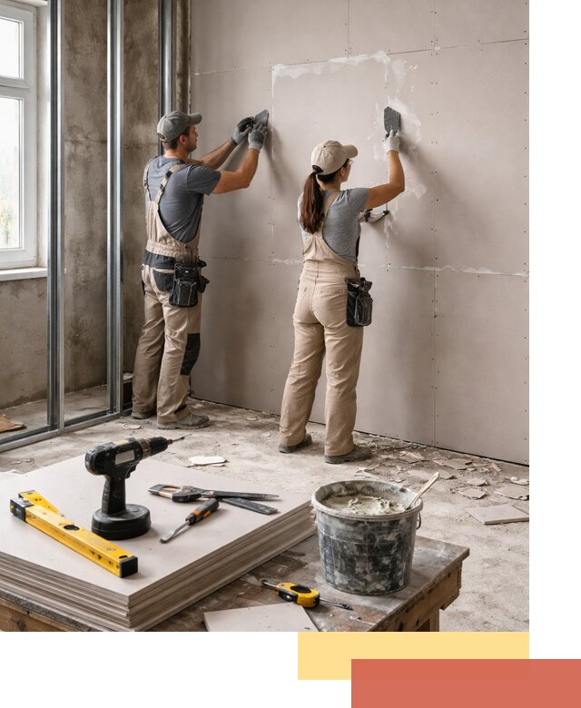 Монтаж двухслойной перегородки из гипсокартона в Кыштыме