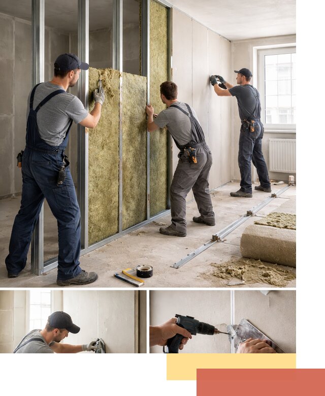 Перегородка из гипсокартона с шумоизоляцией в Кыштыме — монтаж под ключ