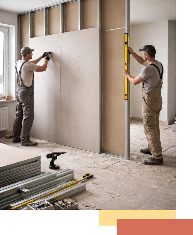 Зонирующая перегородка из гипсокартона под ключ в Кыштыме