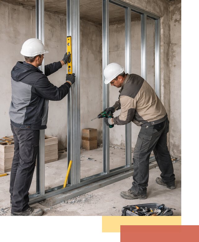 Монтаж каркаса перегородки из профиля в Кыштыме