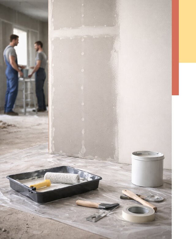 Покраска перегородок из гипсокартона в Кыштыме от 4674 руб. под ключ | ОТДЕЛОЧНИК-Кшт