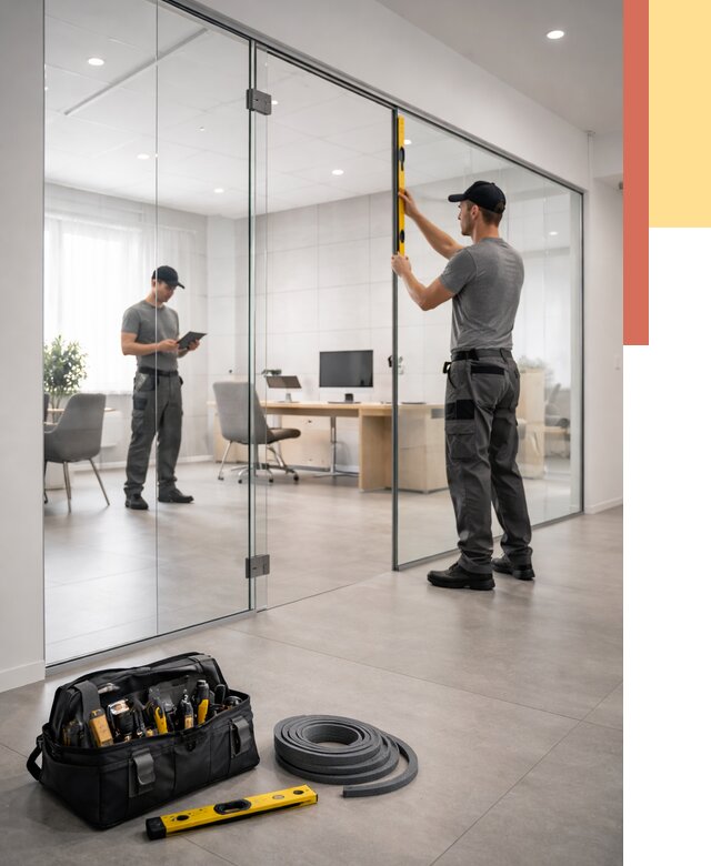 Цельностеклянные перегородки под ключ в Кыштыме от 9867 руб. — монтаж и цены | ОТДЕЛОЧНИК-Кшт