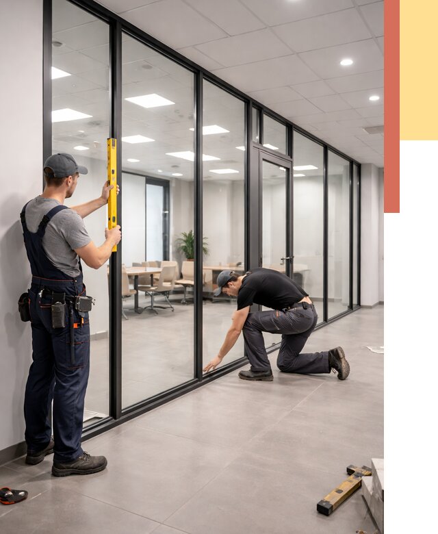 Каркасные стеклянные перегородки в Кыштыме под ключ от 9555 руб. | ОТДЕЛОЧНИК-Кшт