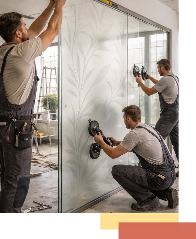 Стеклянные перегородки с рисунком на заказ в Кыштыме