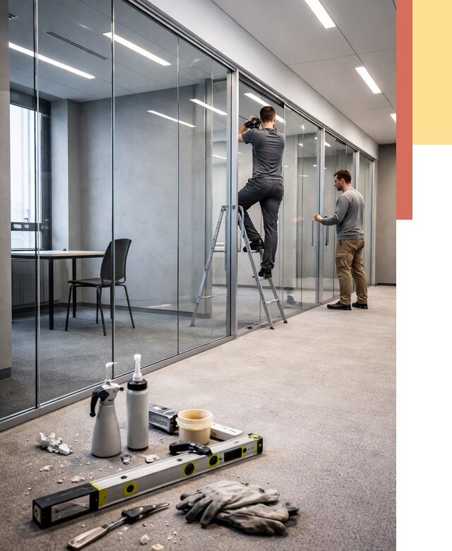 Стеклянные офисные перегородки в Кыштыме от 8828 руб. — монтаж и установка | ОТДЕЛОЧНИК-Кшт