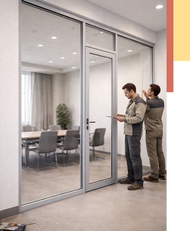 Установка и монтаж алюминиевых перегородок со стеклом в Кыштыме от 8517 руб. | ОТДЕЛОЧНИК-Кшт