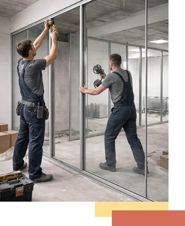 Алюминиевые перегородки со стеклом в Кыштыме — изготовление и монтаж