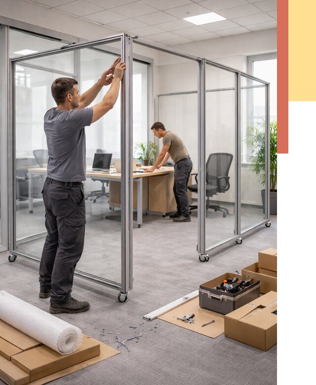 Мобильные офисные перегородки в Кыштыме от 12983 руб. — установка под ключ | ОТДЕЛОЧНИК-Кшт