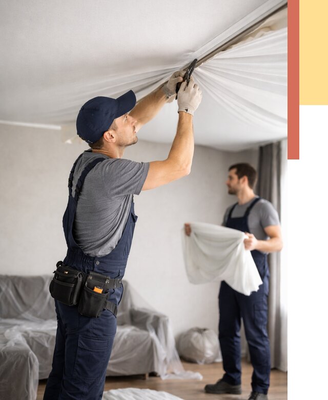 Демонтаж натяжного потолка в Кыштыме от 4674 руб. — снятие и разбор под ключ | ОТДЕЛОЧНИК-Кшт