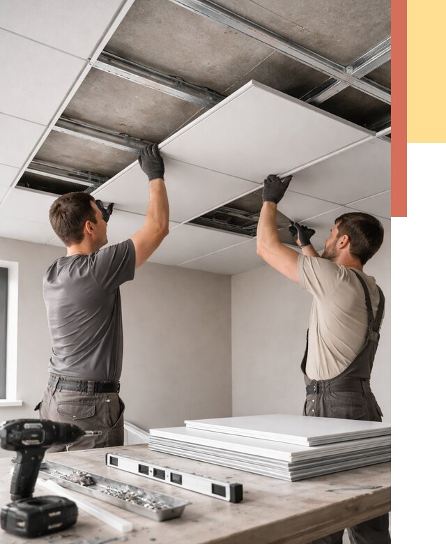 Монтаж кассетного потолка в Кыштыме от 4674 руб/м2 — установка и сборка | ОТДЕЛОЧНИК-Кшт