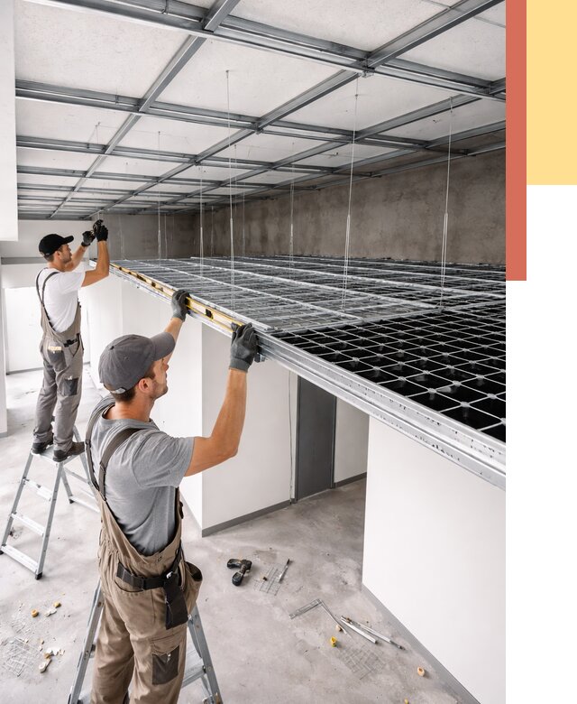 Монтаж потолка грильято в Кыштыме от 467 руб./м² — быстрая сборка под ключ | ОТДЕЛОЧНИК-Кшт