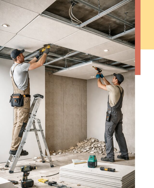 Монтаж акустического потолка в Кыштыме от 6751 руб/м2 — быстро и недорого | ОТДЕЛОЧНИК-Кшт