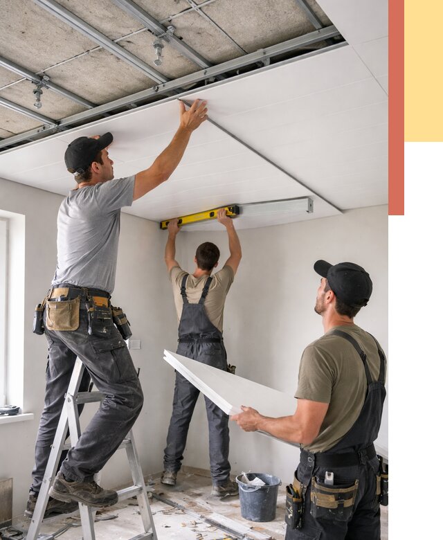 Монтаж потолка из ПВХ панелей в Кыштыме от 3635 руб./м2 — быстро и недорого | ОТДЕЛОЧНИК-Кшт