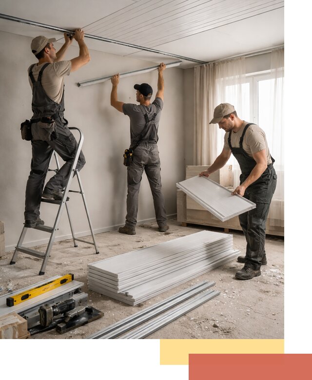 Монтаж потолка из ПВХ панелей в Кыштыме оперативно и качественно