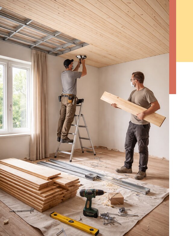 Монтаж потолка из вагонки в Кыштыме от 6751 руб. | Быстро и недорого — ОТДЕЛОЧНИК-Кшт